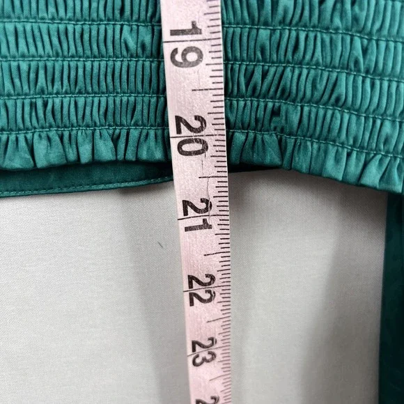 Rachel Zoe Blouse Womens XL Crop Top Green Long Sleeve Animal Print Holiday - Picture 9 of 14